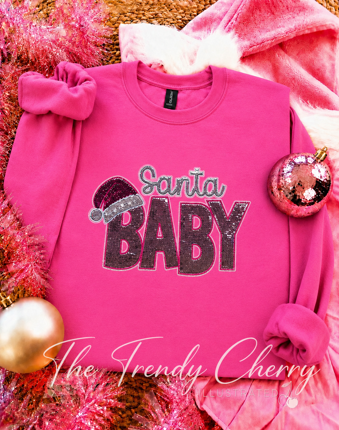 Glitzy Pink Santa Baby Sweatshirt