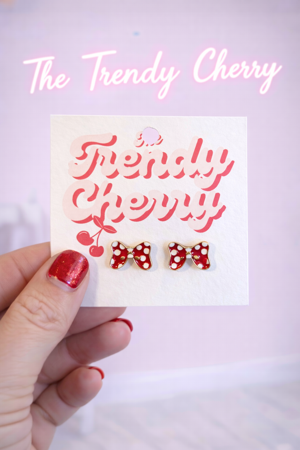 Minnie mouse red bow earrings