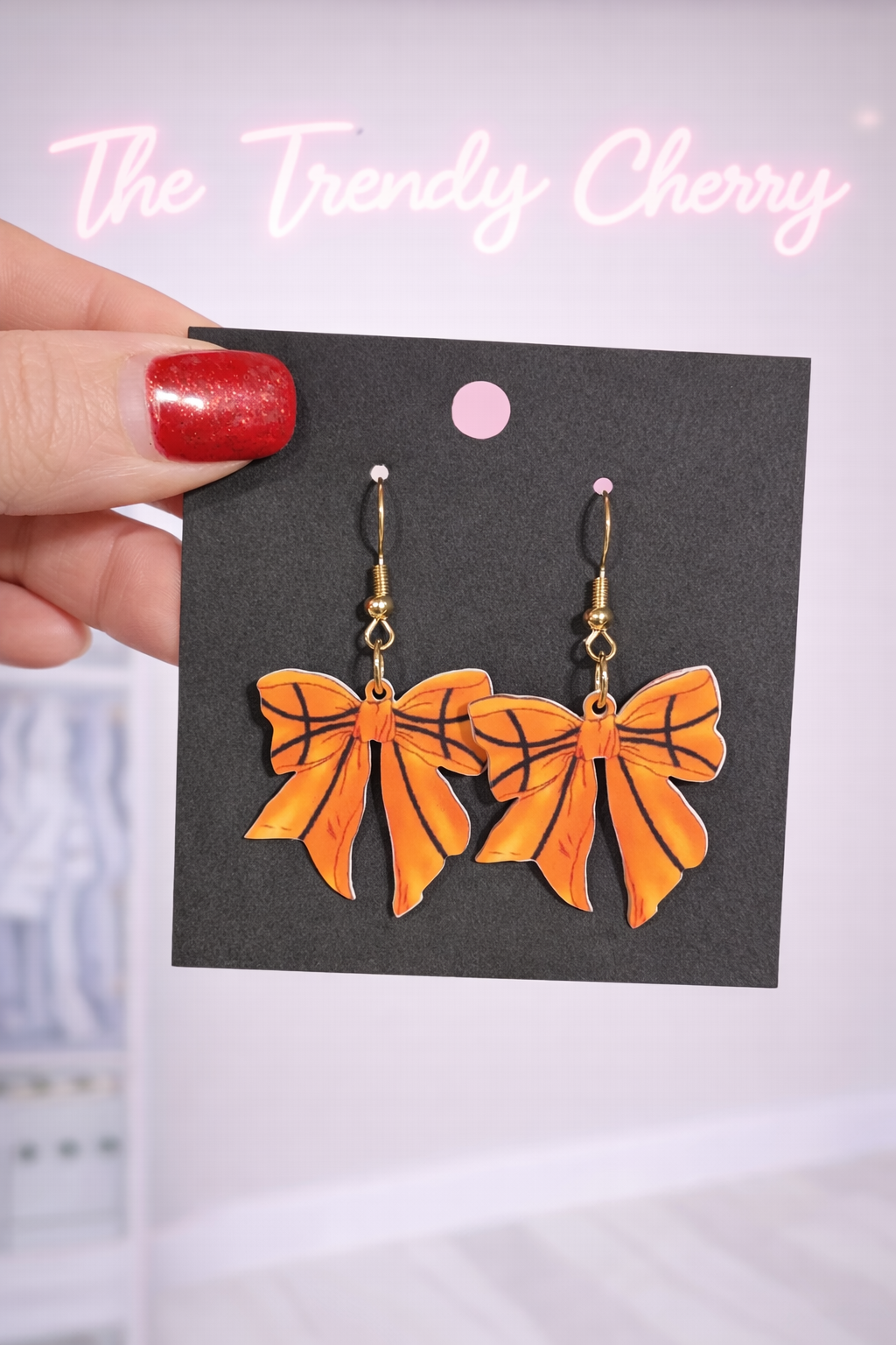 Basketball bow earrings