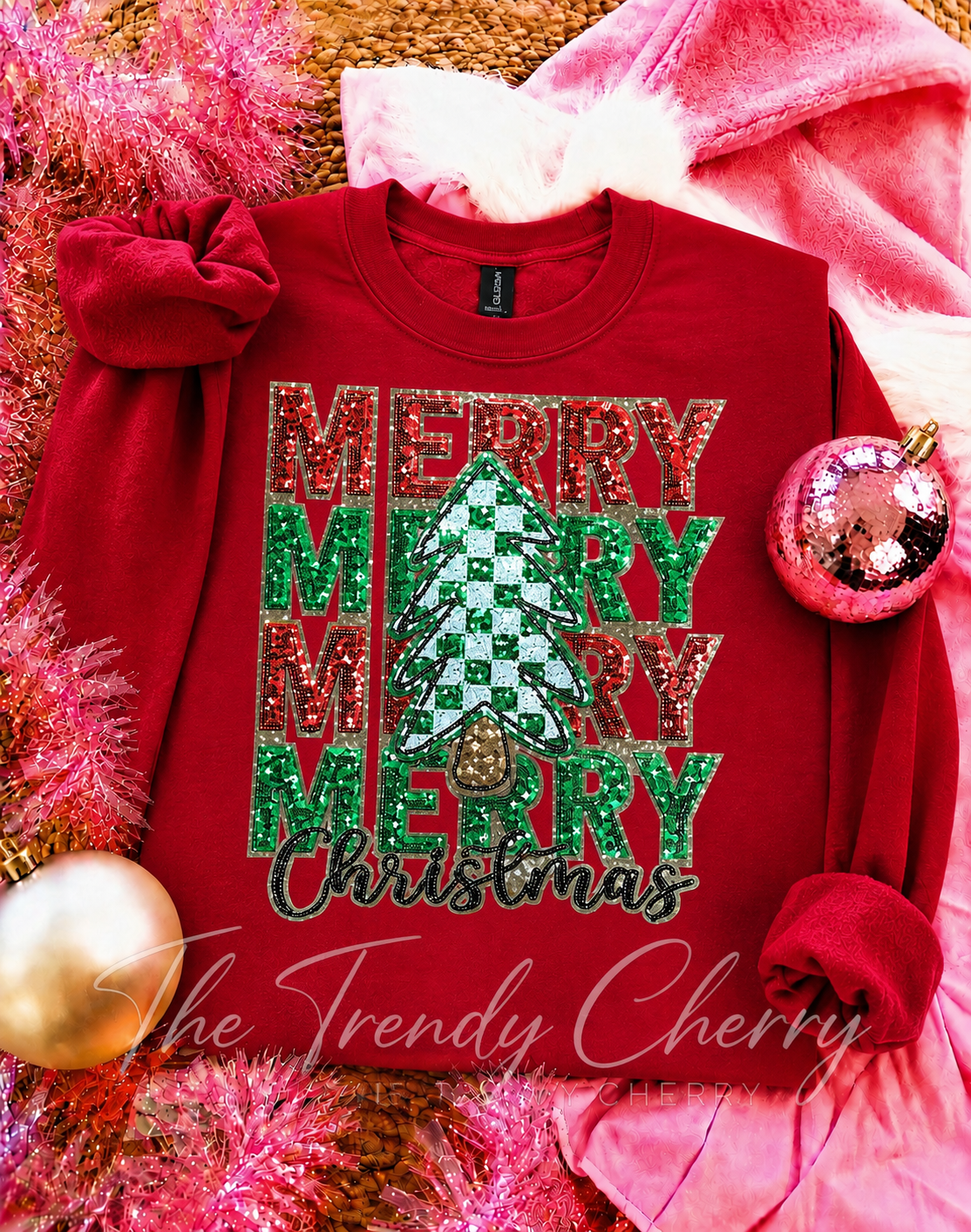 Glitzy Merry Merry Christmas Sweatshirt