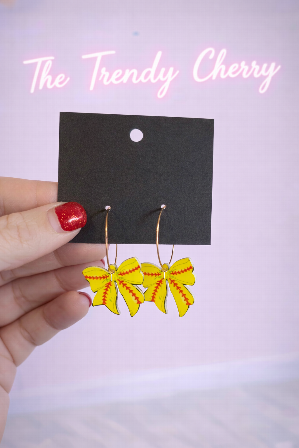 Softball bow earrings