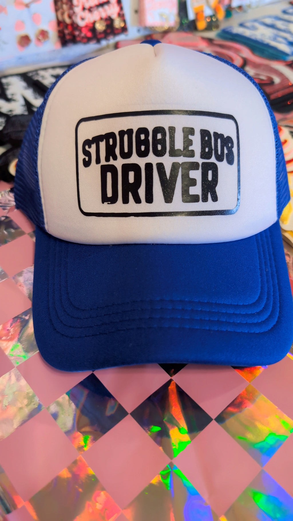 Royal blue struggle bus driver trucker hat