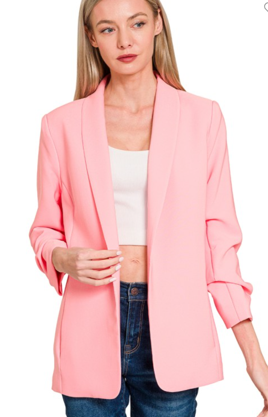 Pink Zenana open front blazer