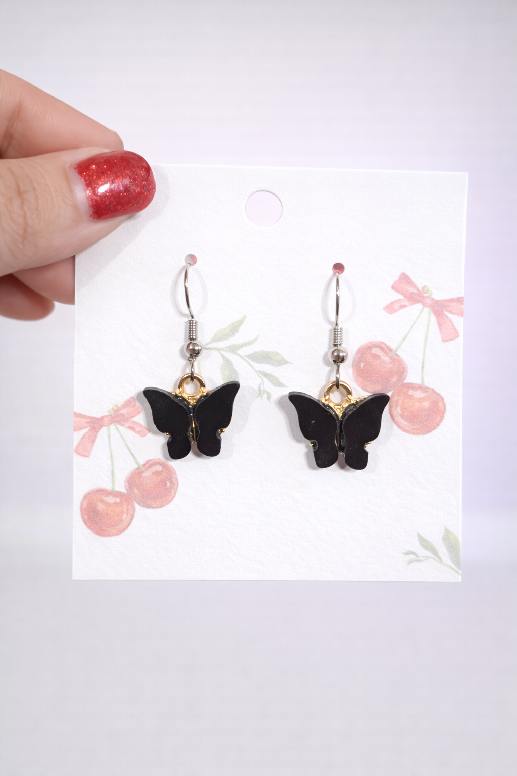 Black butterfly earrings