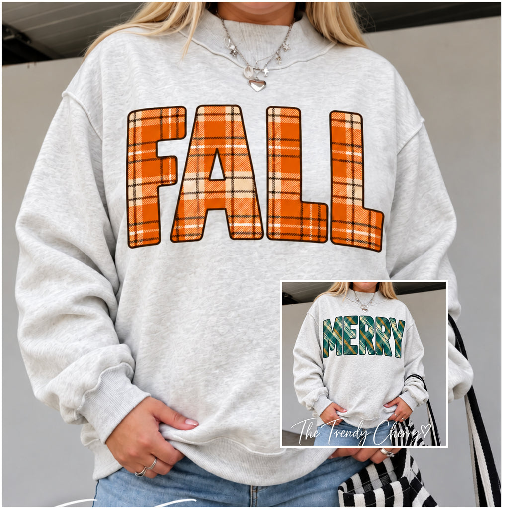 Plaid Fall & Winter Mock Neck Sweatshirt