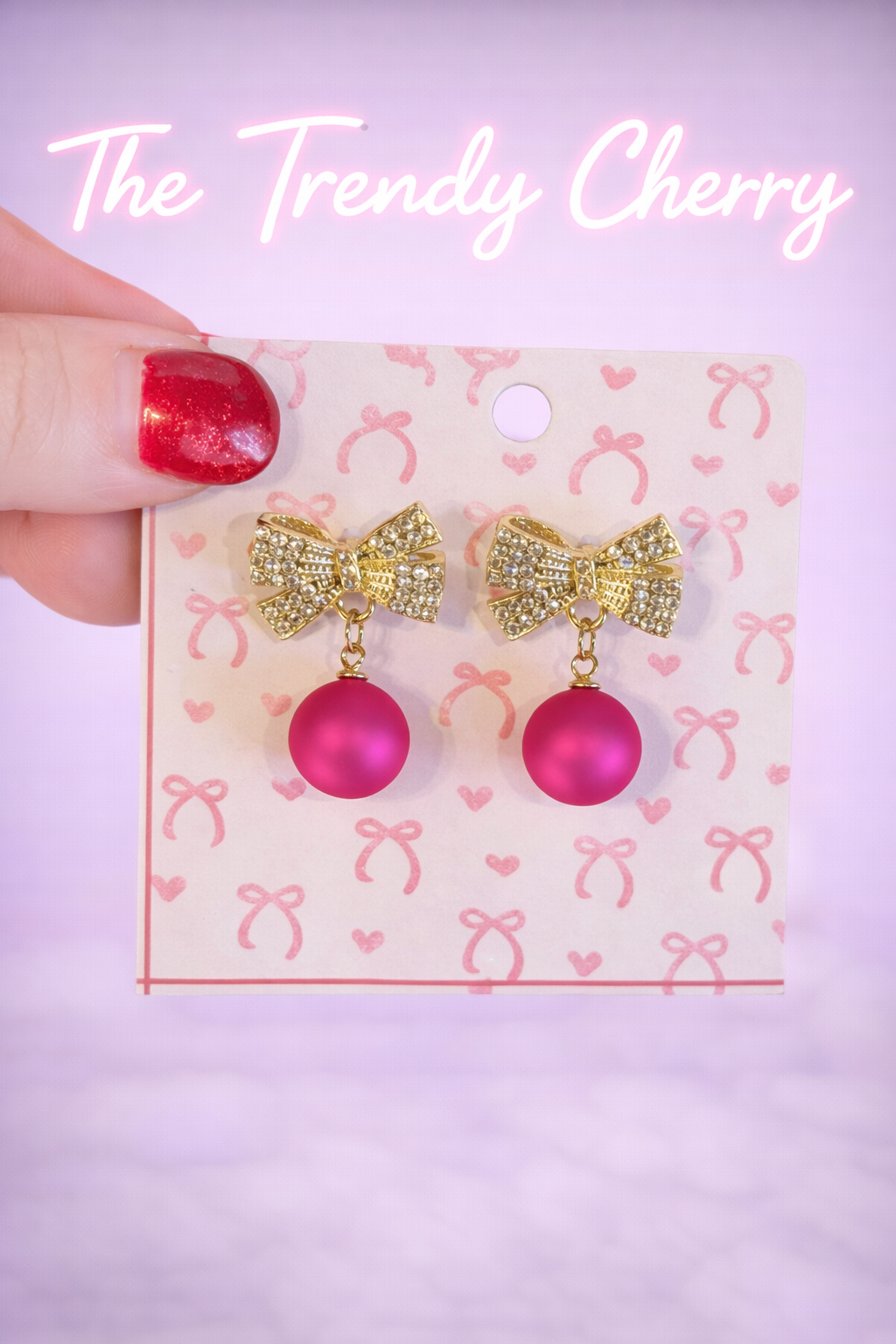Barbies Pink Pearl bow earrings