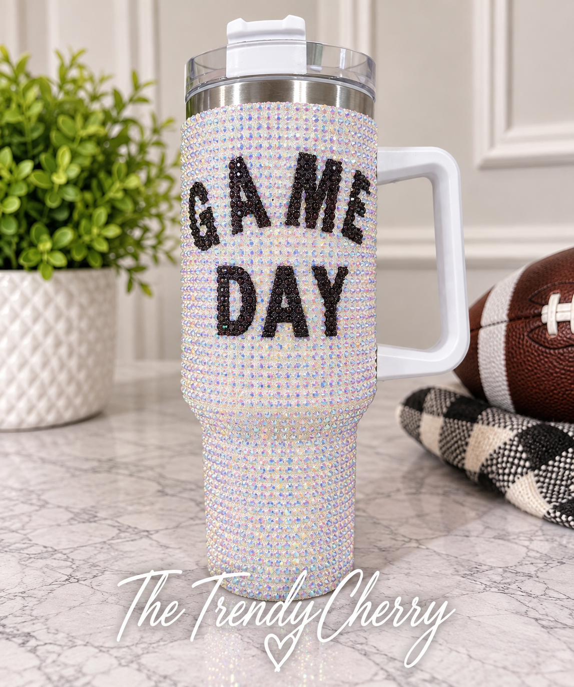 Game day 40 oz Rhinestoned Tumbler