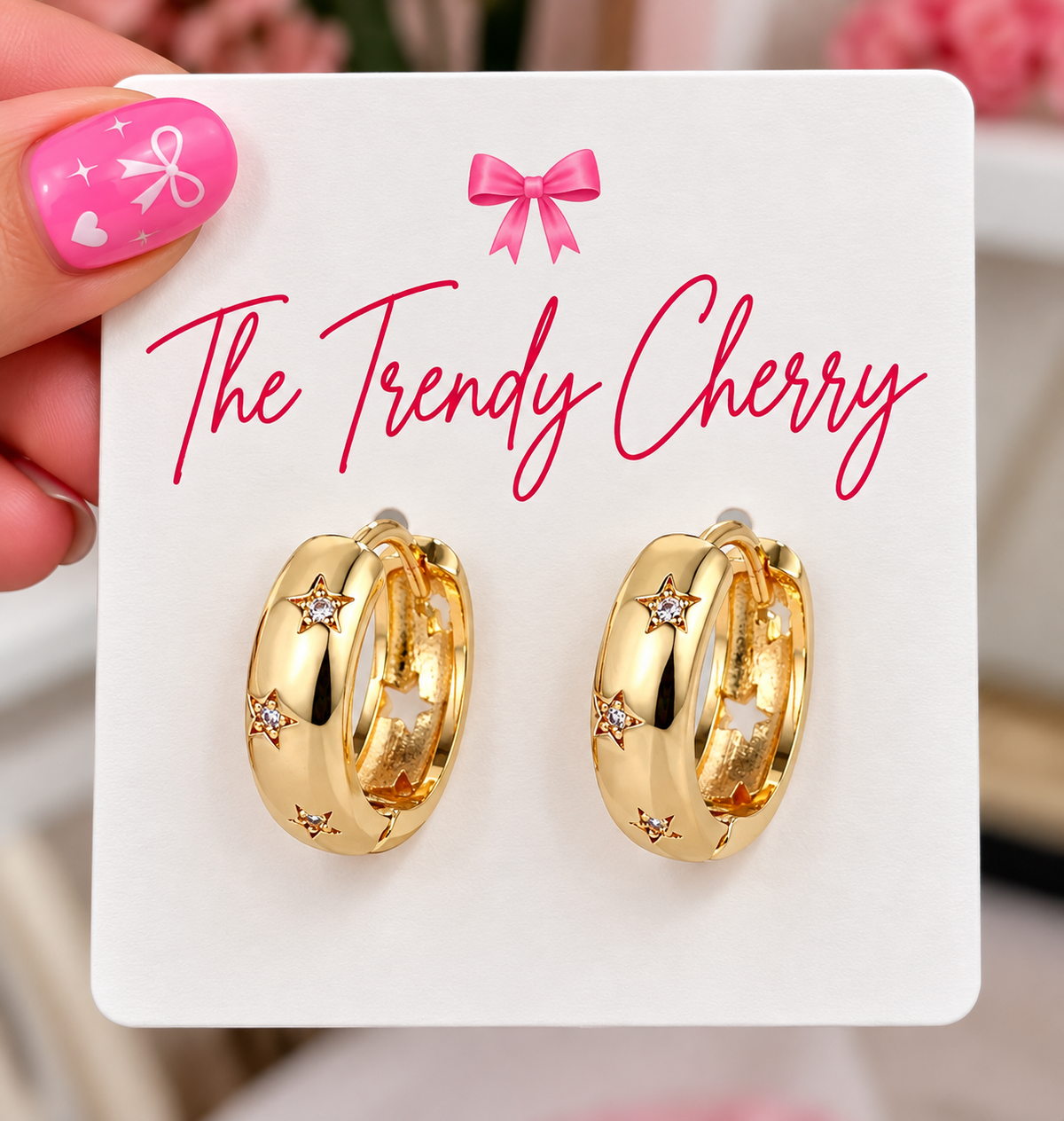 Gold Star Glam Hoop Earrings