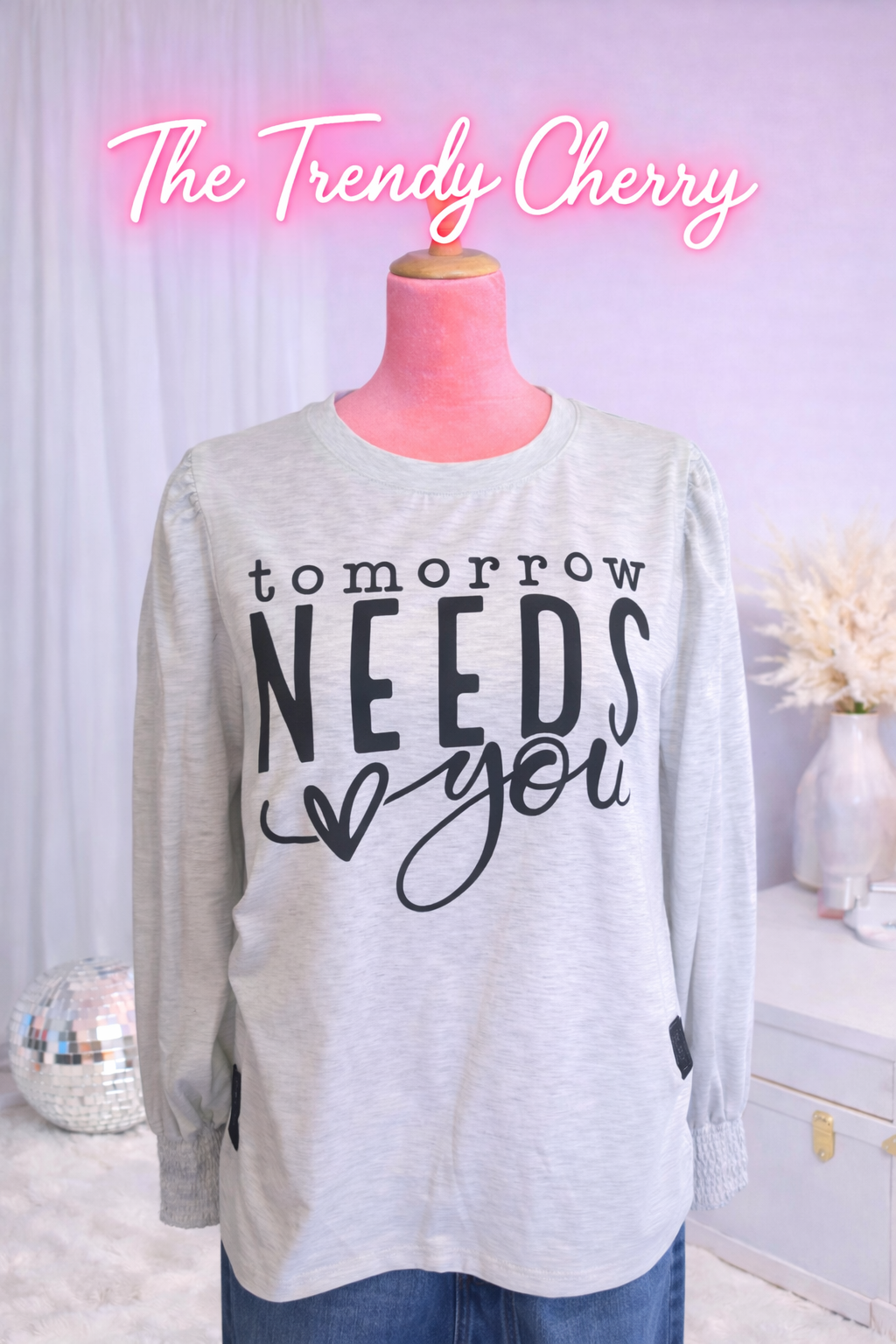 Tomorrow Needs You Shirred Cuffs Puff Sleeve Peasant Top with black bow patch cutouts