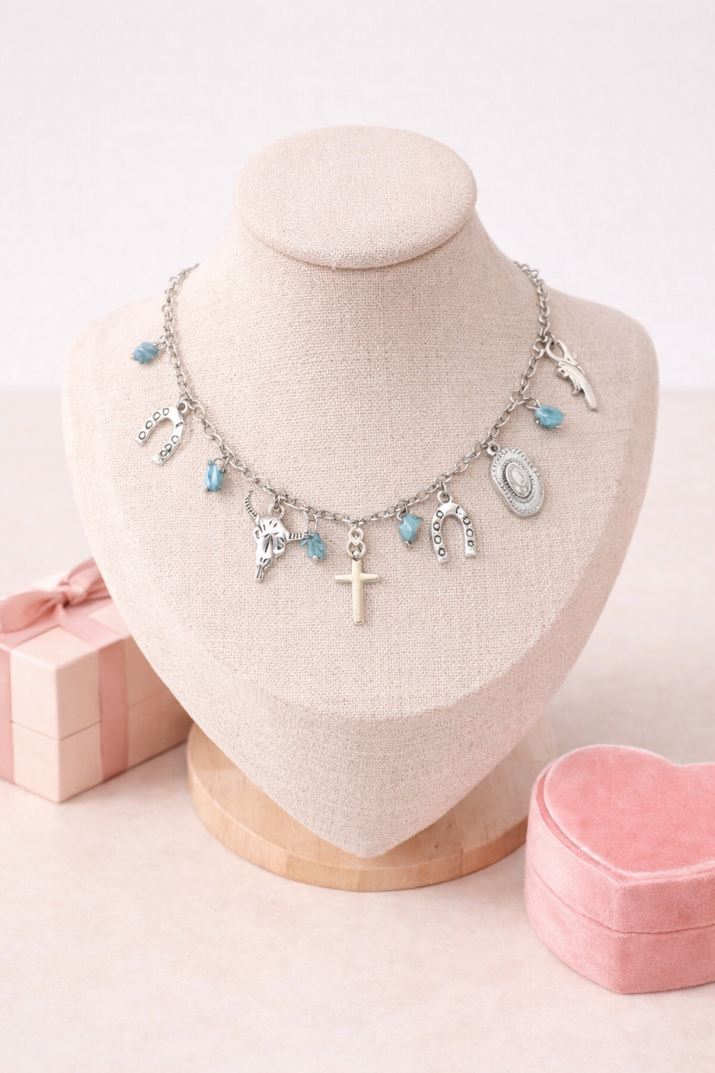 Western turquoise charm necklace