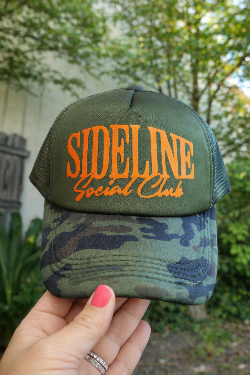 Sideline social Club camo tracker hat