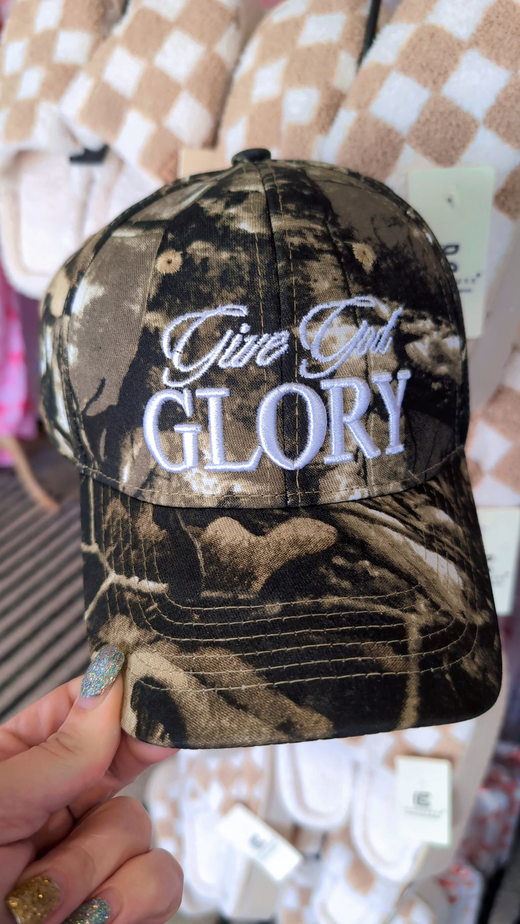 Give God glory- camo trucker hat
