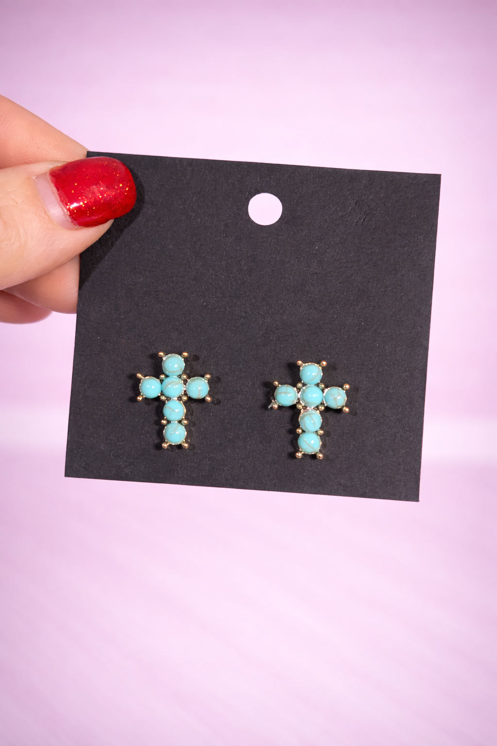 Western turquoise cross stud earrings