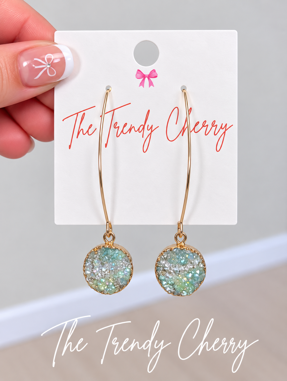 Green Stone Drop Earrings