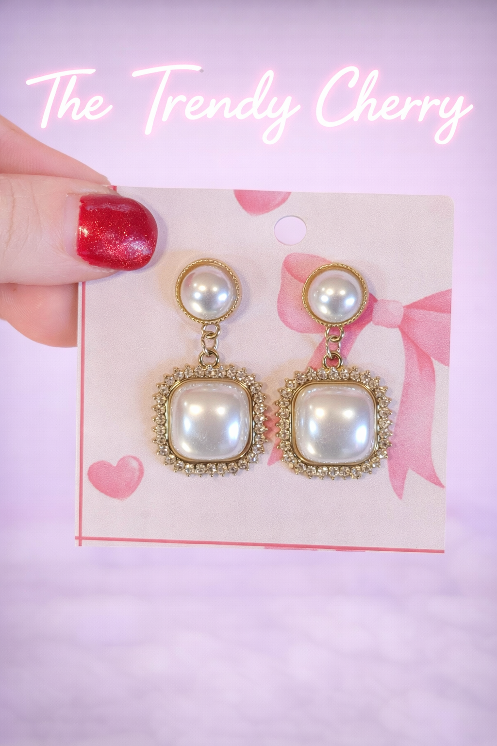 Square pearl earrings