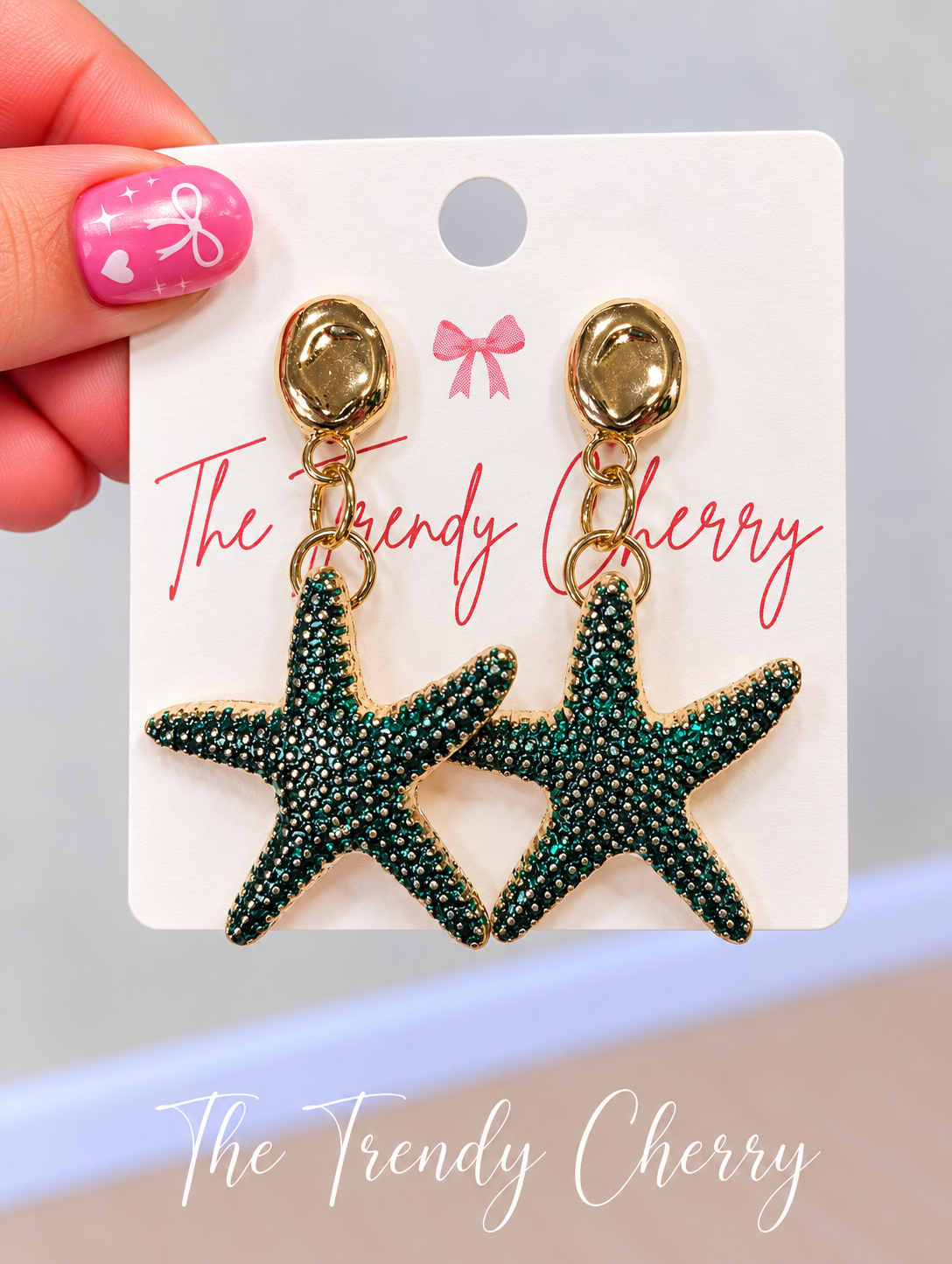 Green Starfish Earrings