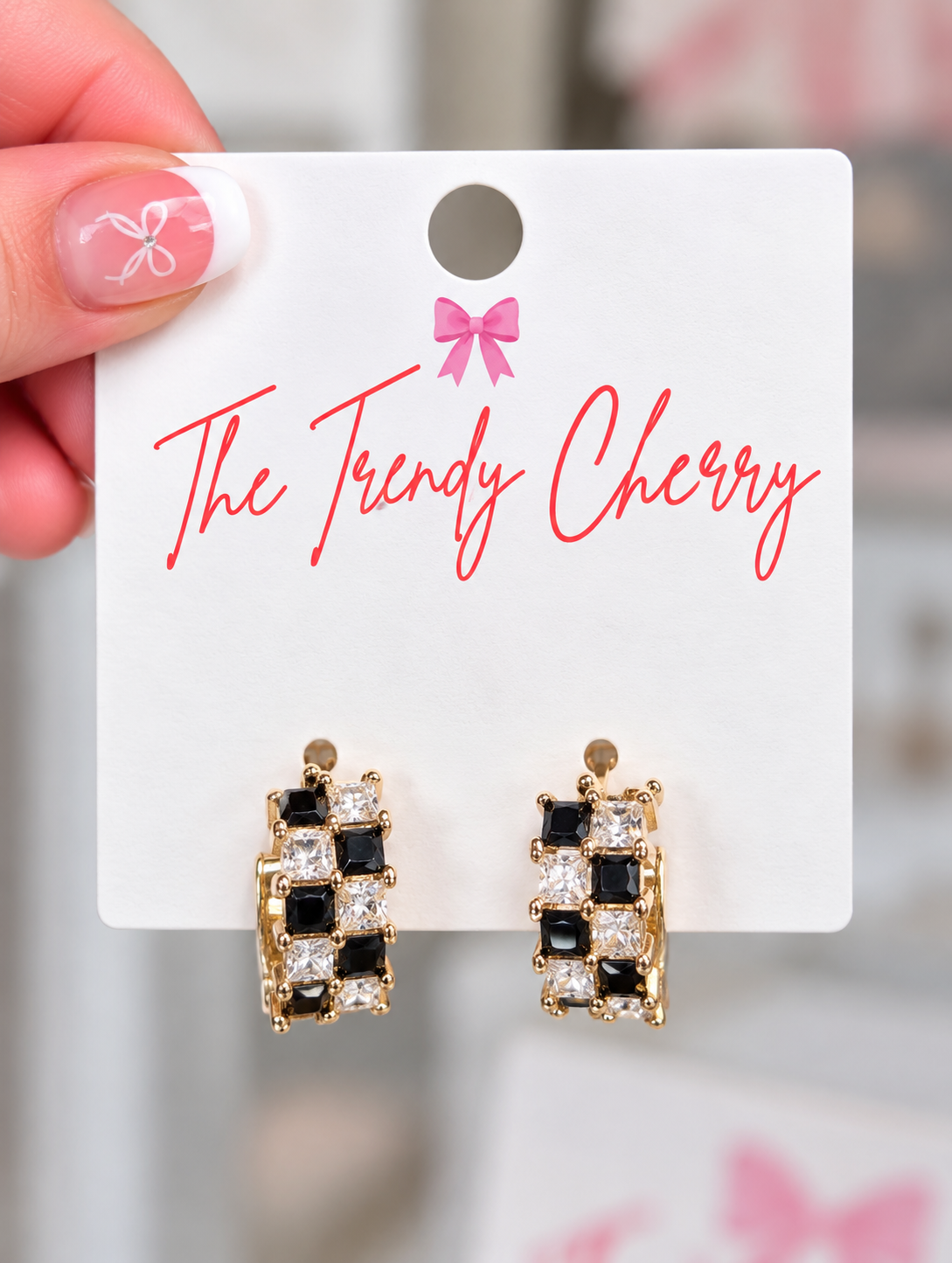 Checkered Hoop Earrings
