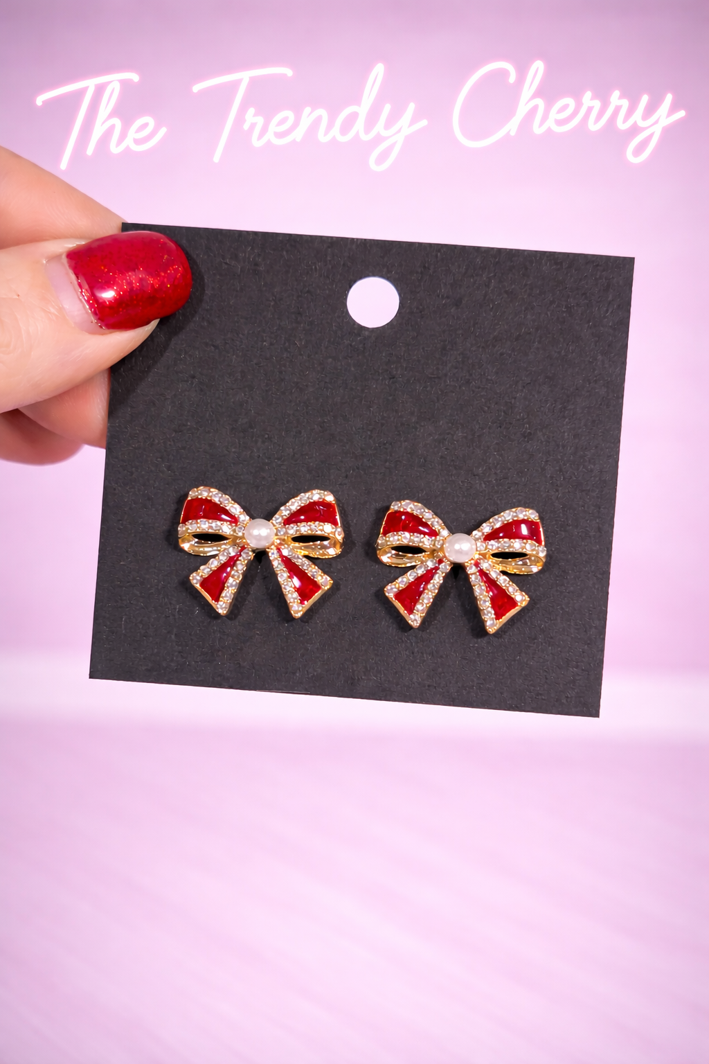OU Red and white bow earrings