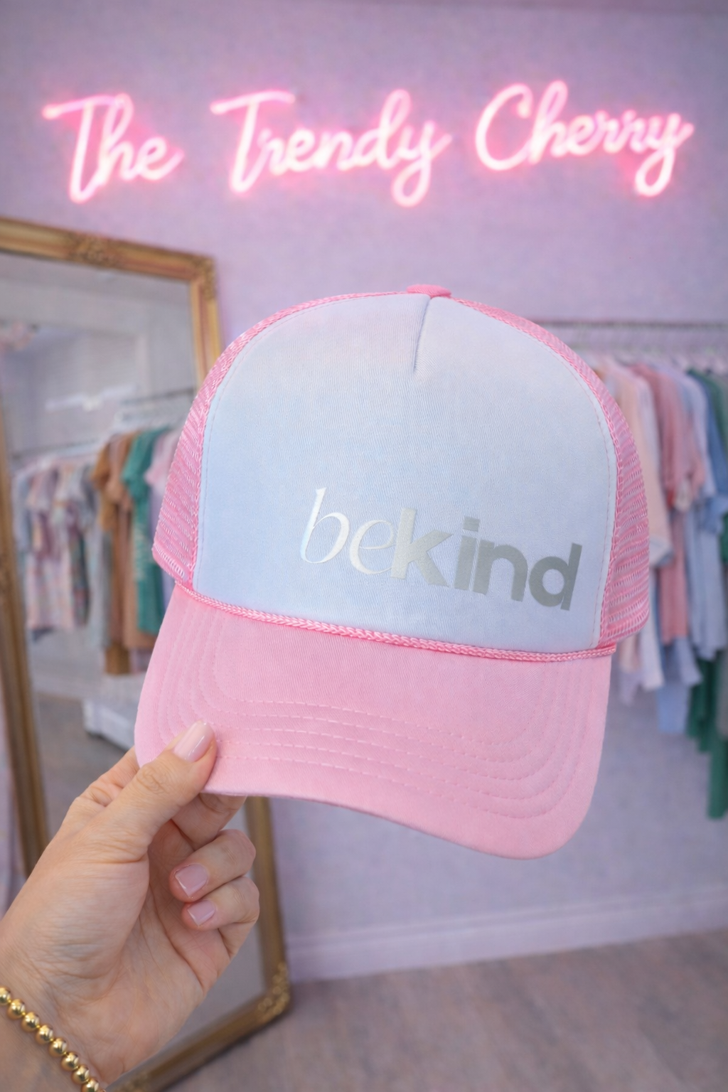 Be kind pink trucker hat