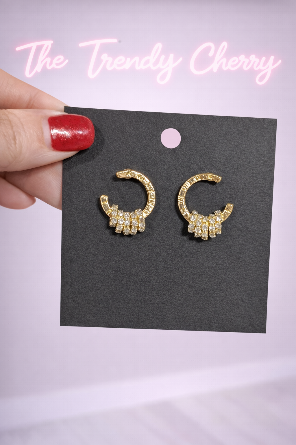 Trendy glitz gold dripping C earrings