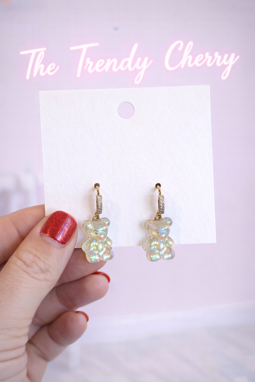 Teardrop teddy bear earrings