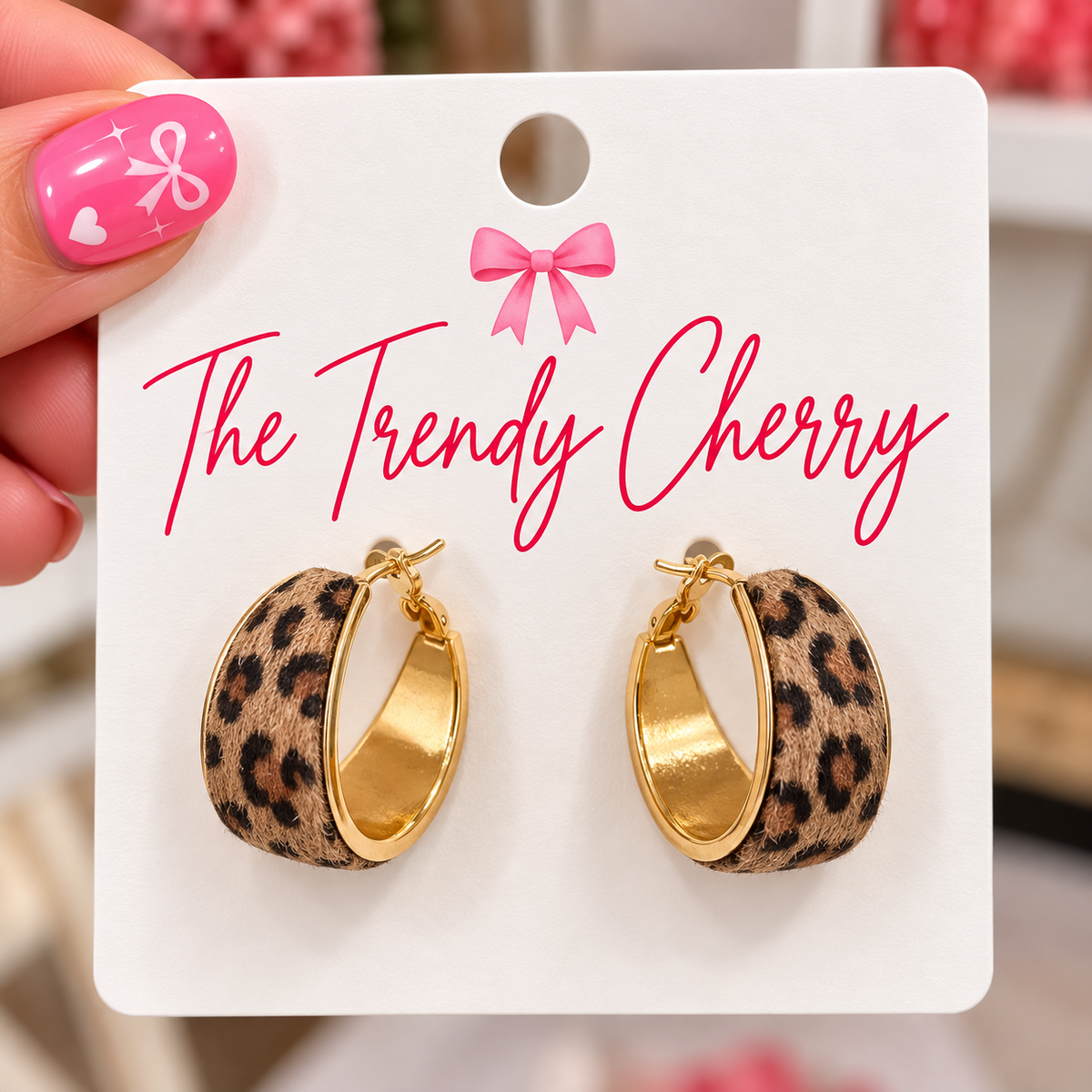 Gold Leopard Glam Hoop Earrings