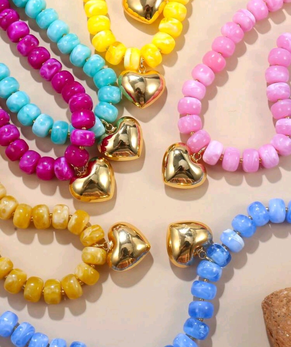 Trendy Beaded Heart Necklace