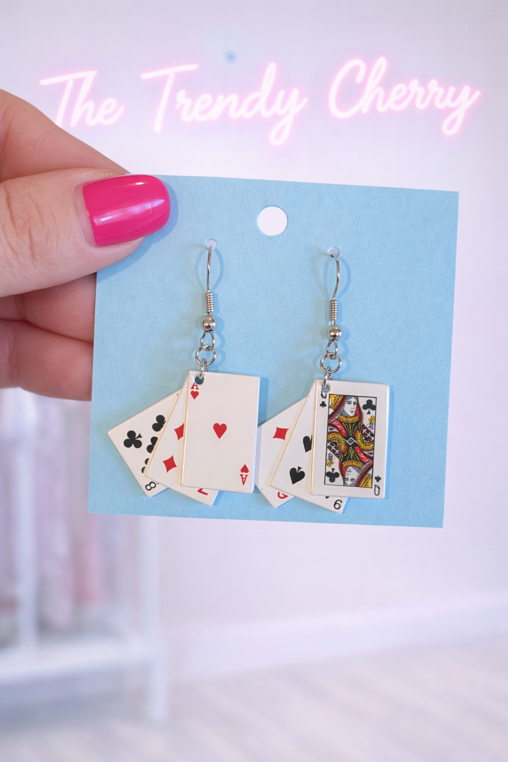 Poker cards earrings