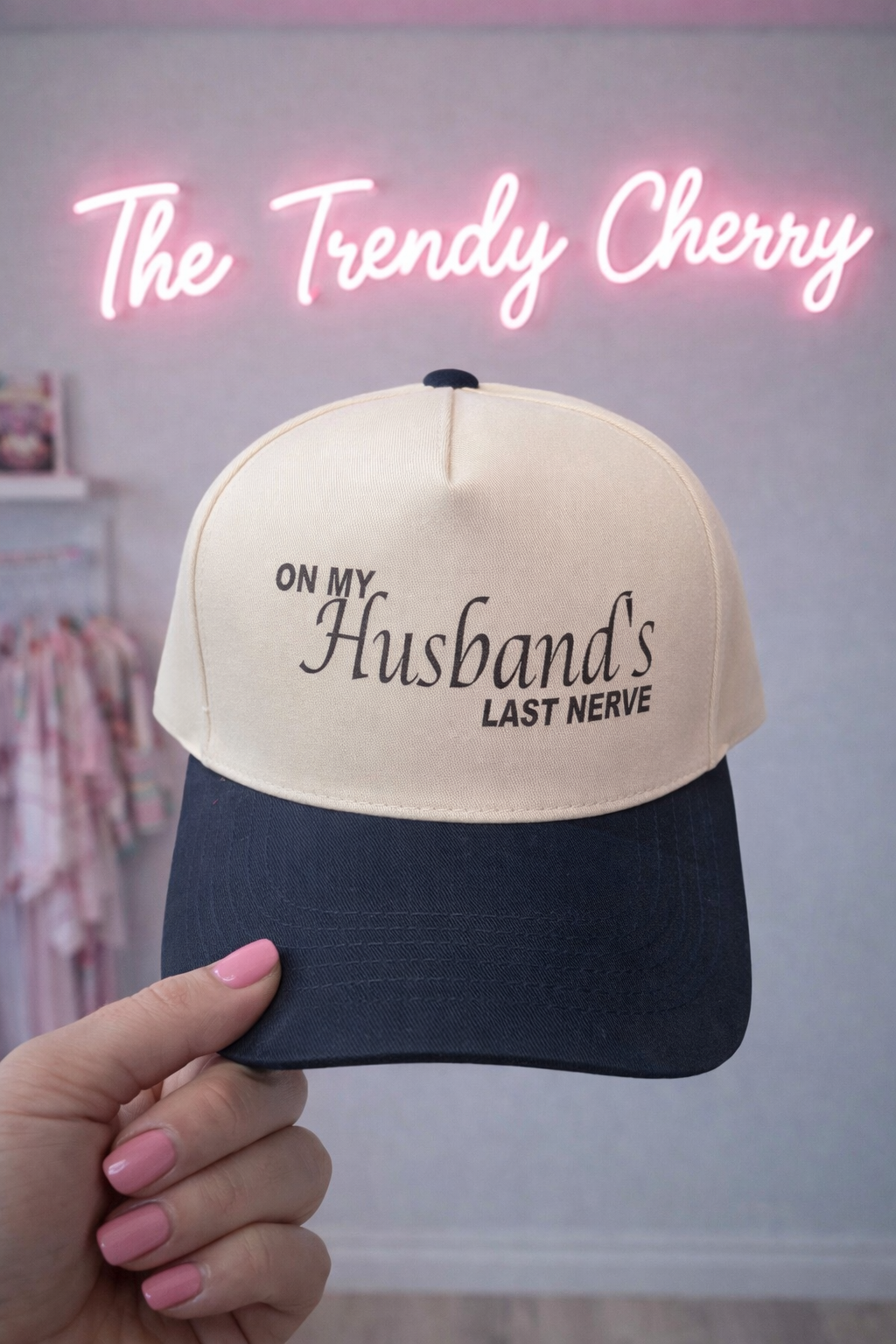 On my husband's last nerve canvas trucker hat- Navy