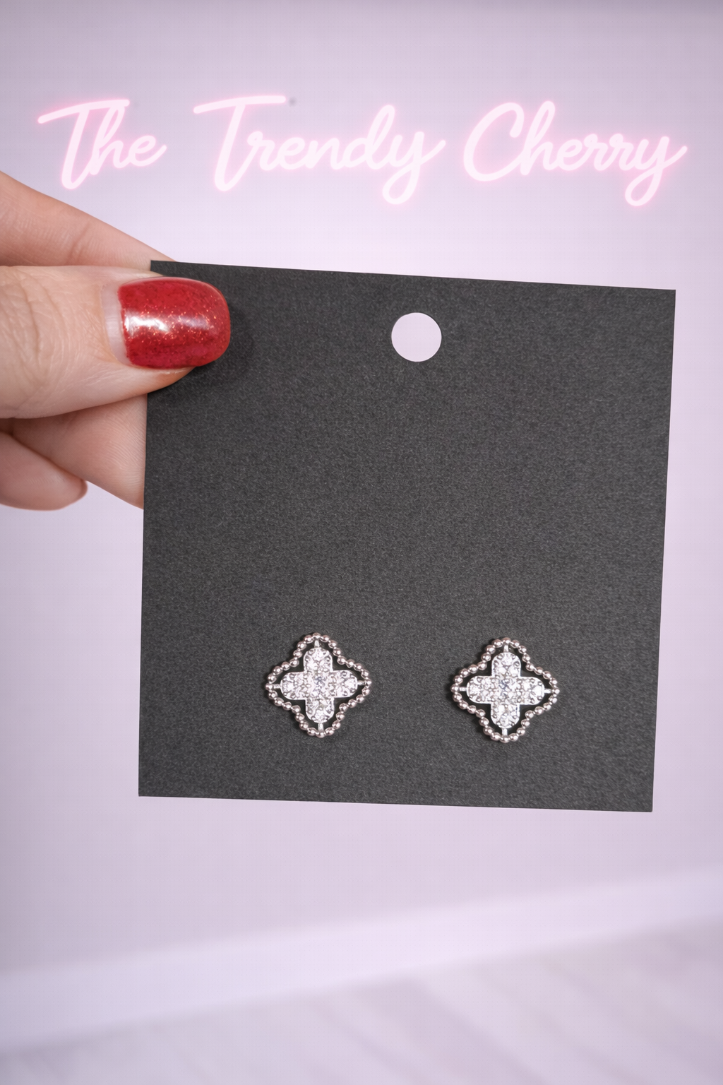 Crystal Silver stud flower earrings