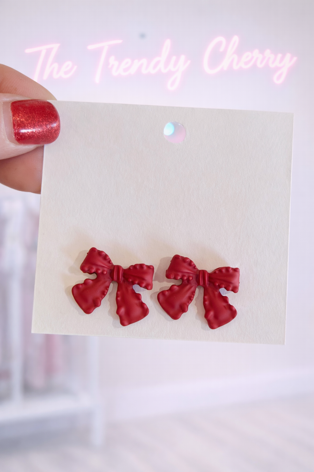 Red bow earrings