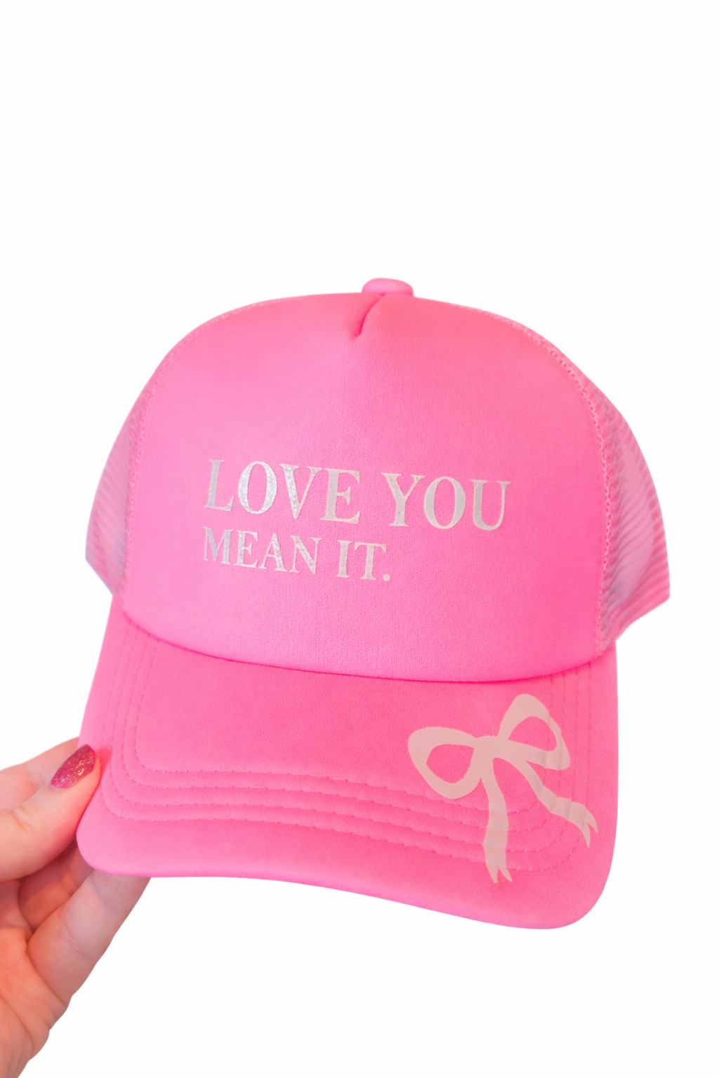 Love you! Mean it neon pink trucker