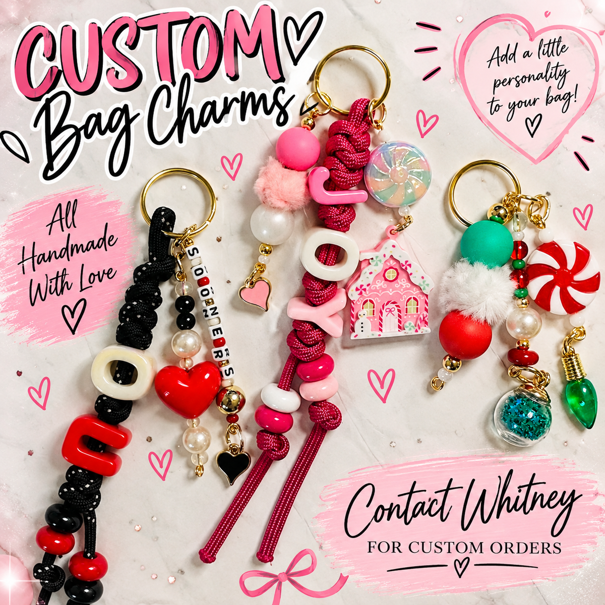 Custom Bag Charms by Whitney