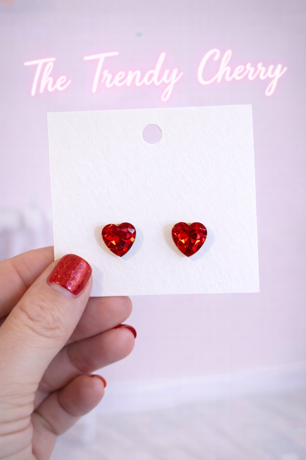 Girls red stud earrings