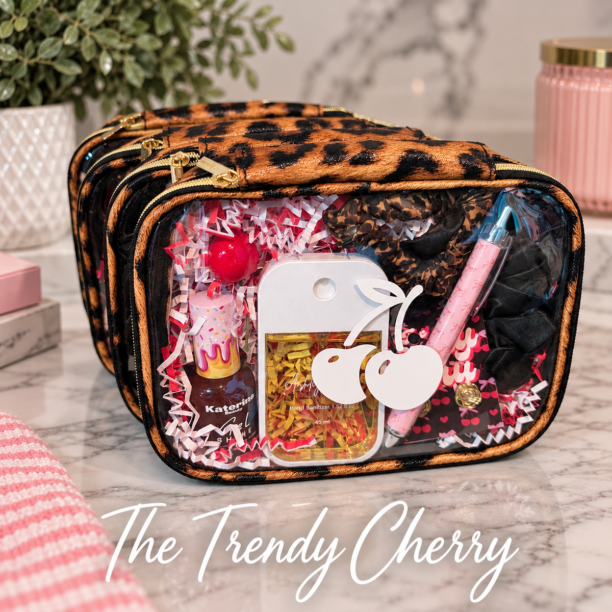 Filled Leopard Cosmetic Bag Gift Set