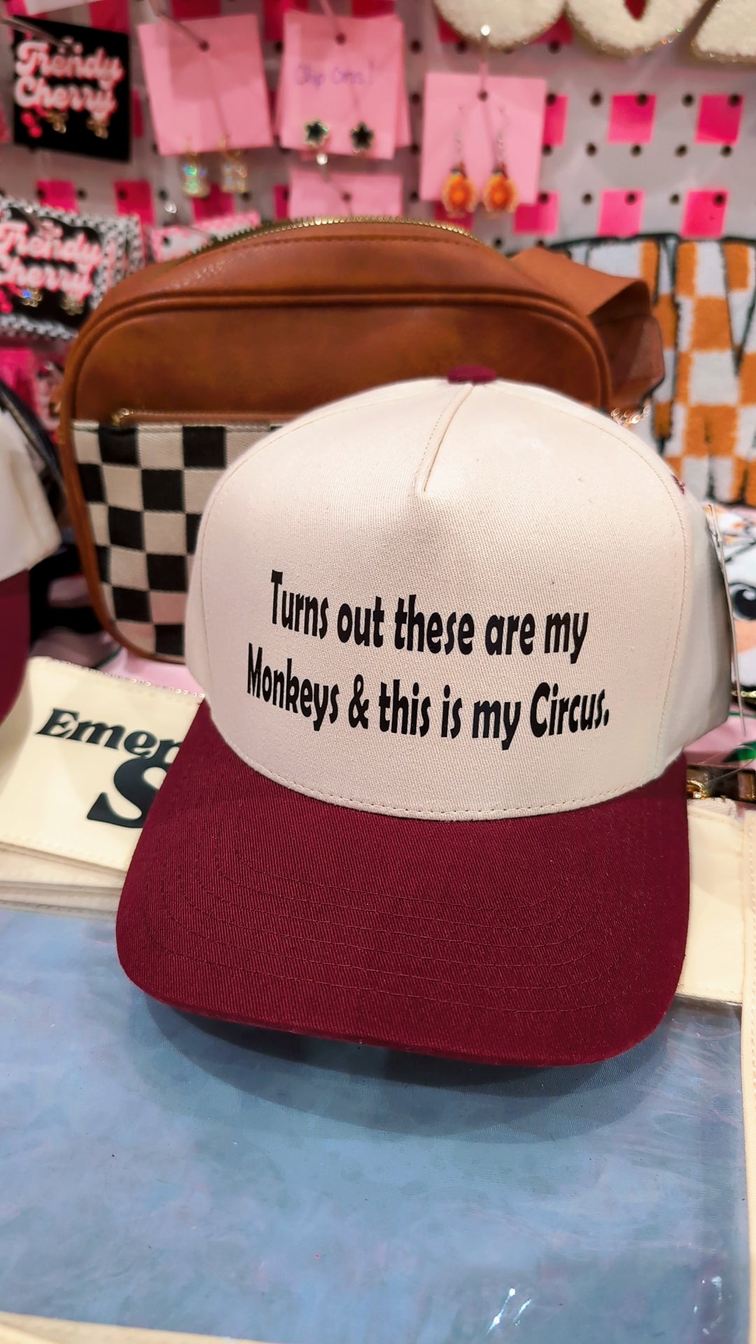 Turns out these are my monkeys and this is my circus- maroon canvas CC trucker hat